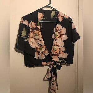 Floral Tie-Front Crop Top